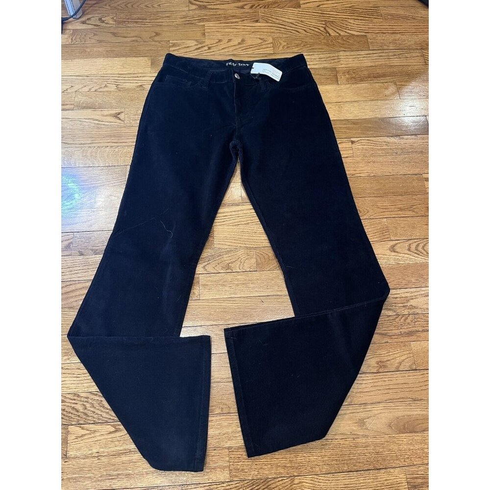 Dead Sexy Maria Corduroy Pants Pockets NWT Bootcut Leg, 9" Rise SZ 31 Black Soft